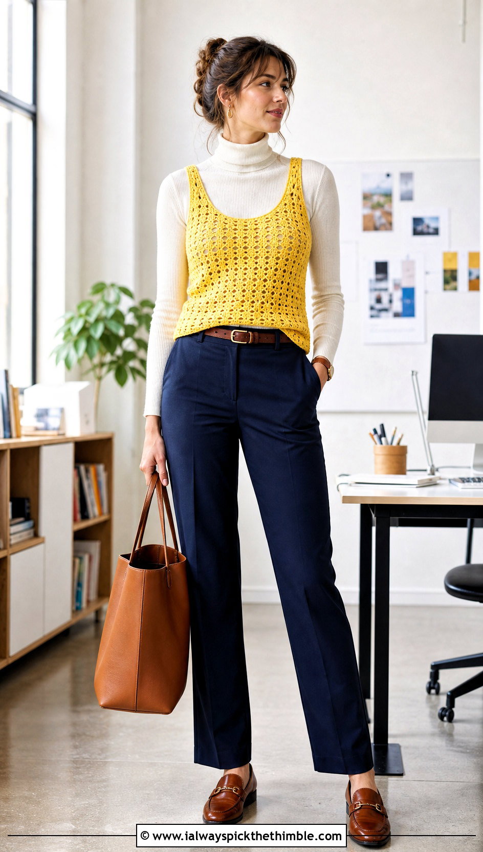 Crochet Tank Top Over Turtleneck And Trousers - 25 crochet fall clothes and outfit ideas