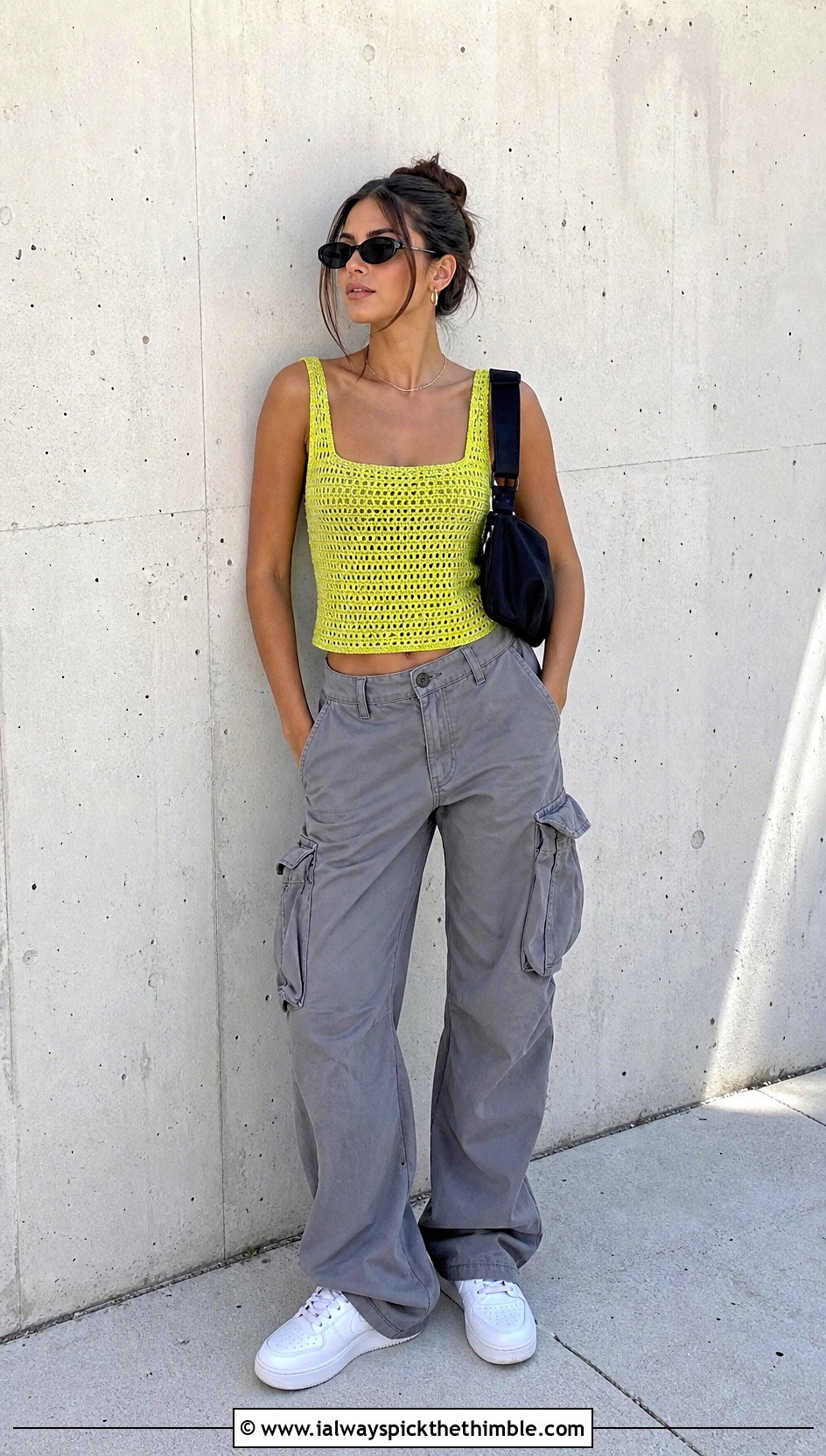Crochet Tank Top With Cargo Pants - 25 Women Crochet Top outfit ideas