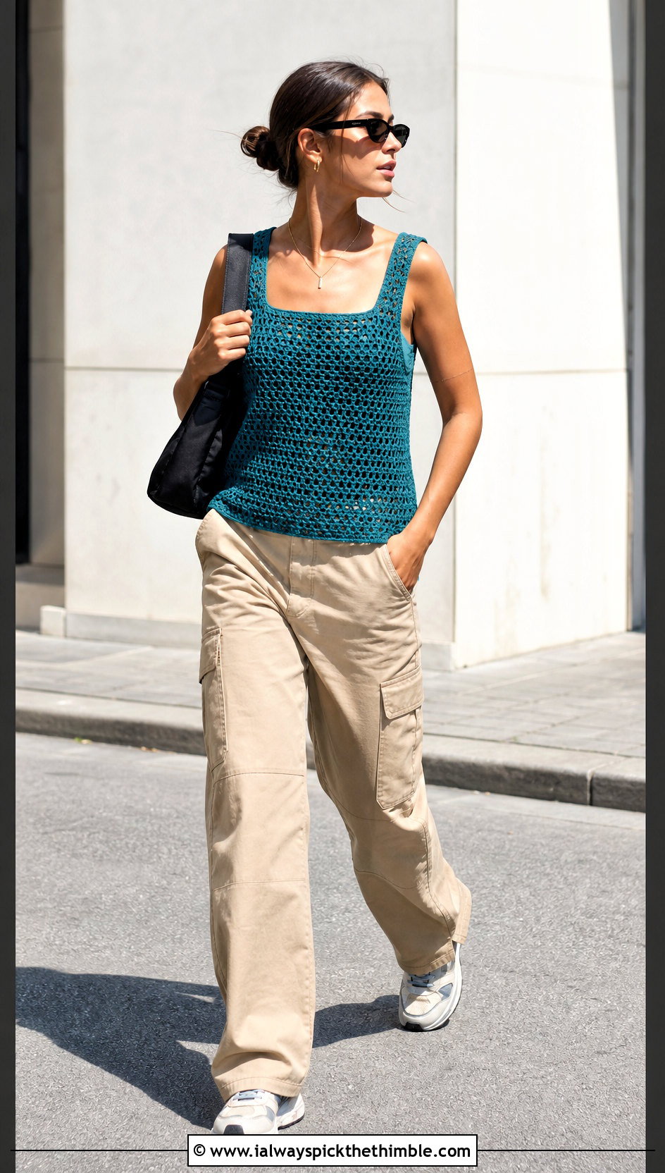 Crochet Tank Top With Cargo Pants - 20 crochet clothing ideas