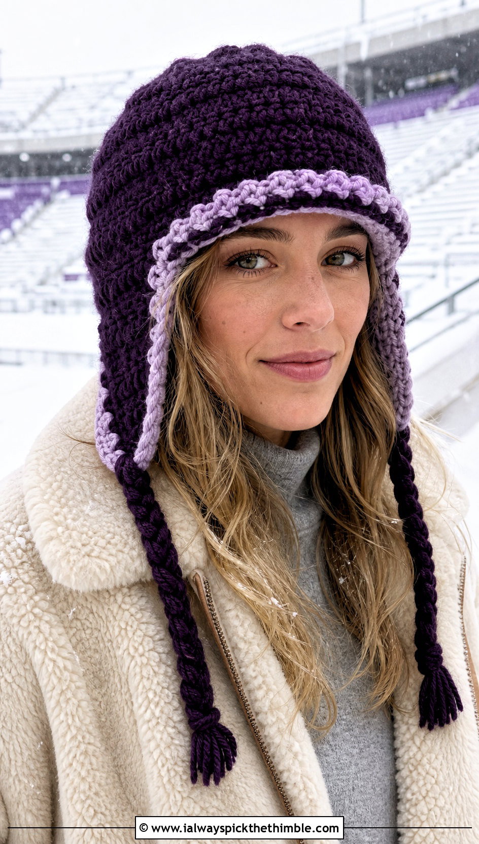 Crochet Team Trapper Hat With Shearling Jacket - 15 Crochet Football Team Hat outfit ideas