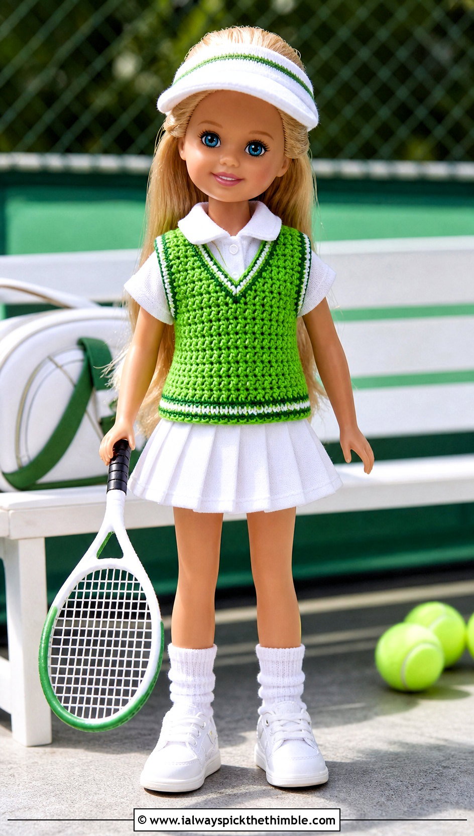Crochet Tennis Vest With Collared Dress - 15 Crochet Kelly Doll Clothes and outfit ideas
