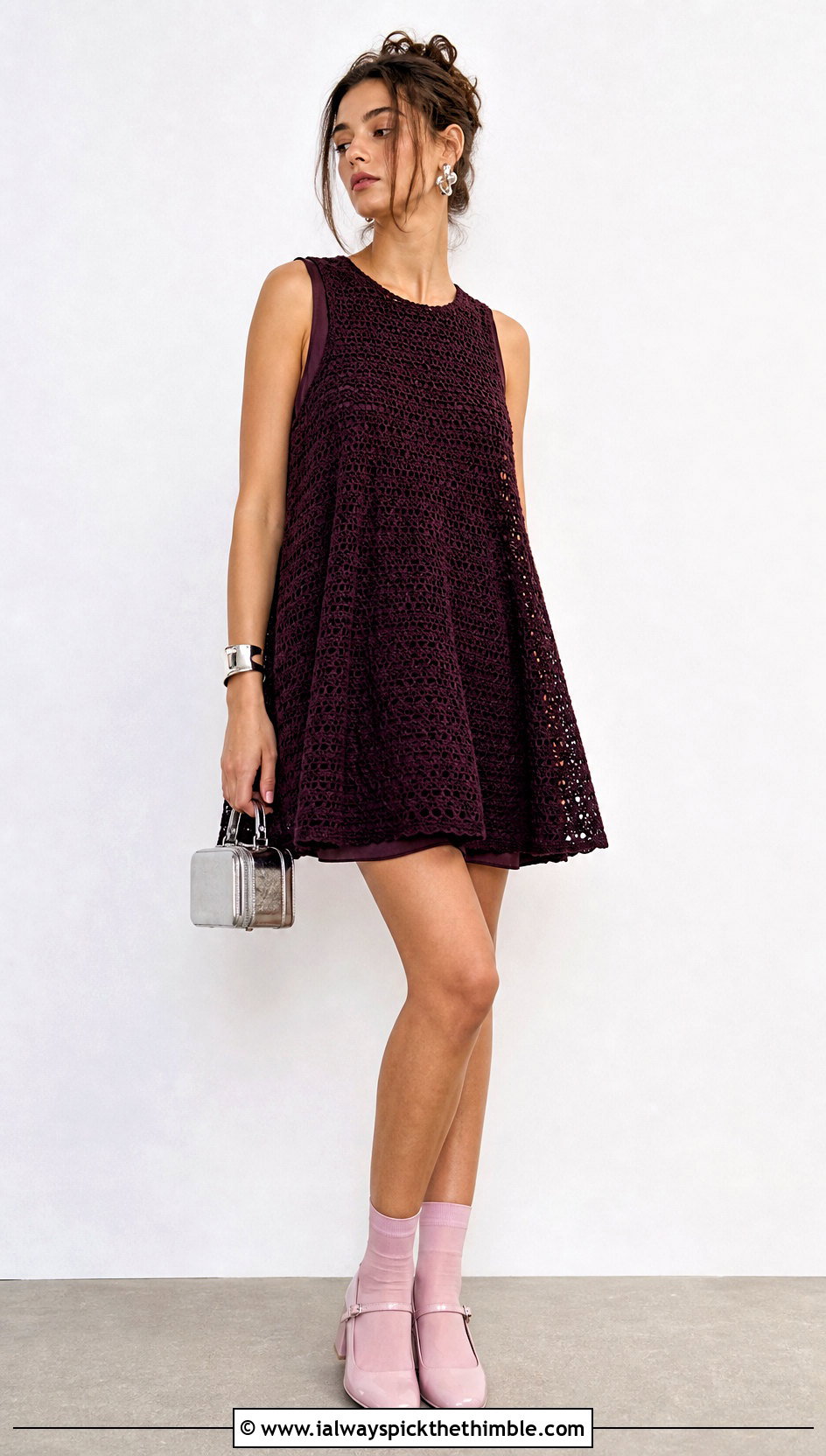 Crochet Tent Dress With Patent Mary Janes - 20 crochet 60s dress outfit ideas