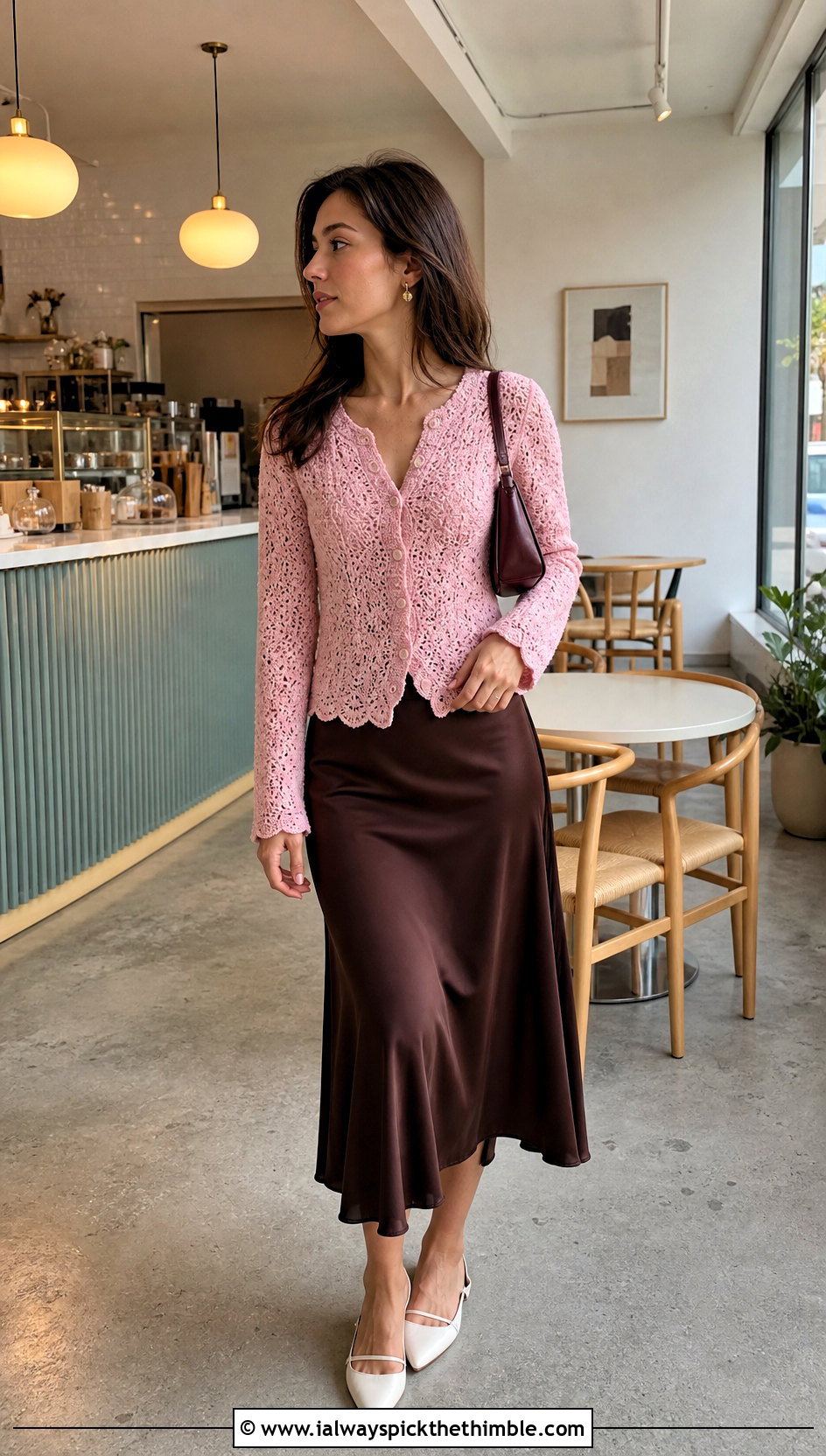 Crochet Thread Cardigan With Satin Slip Skirt - 20 crochet thread clothes and outfit ideas
