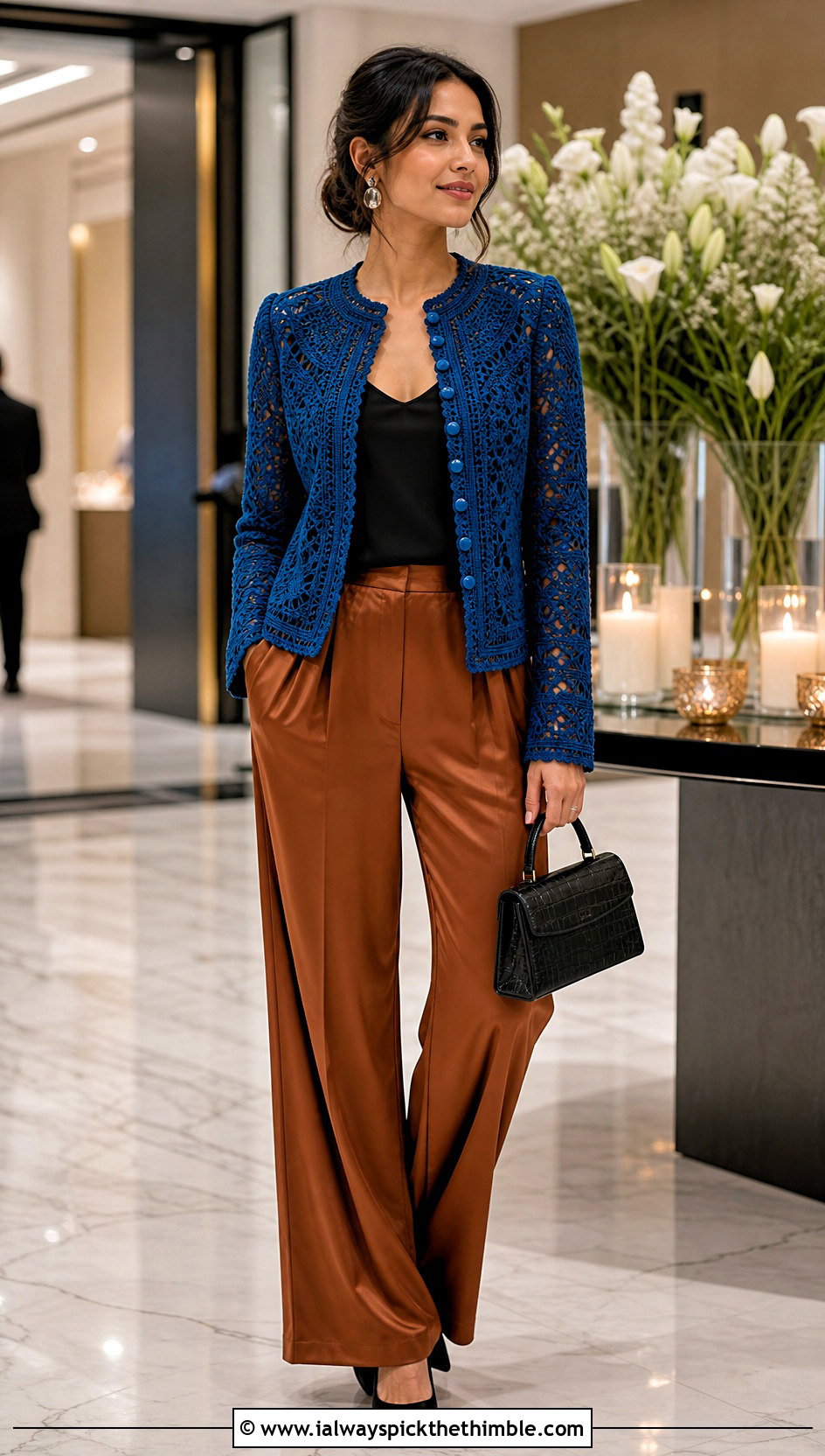 Crochet Thread Jacket With Satin Trousers - 20 crochet thread clothes and outfit ideas