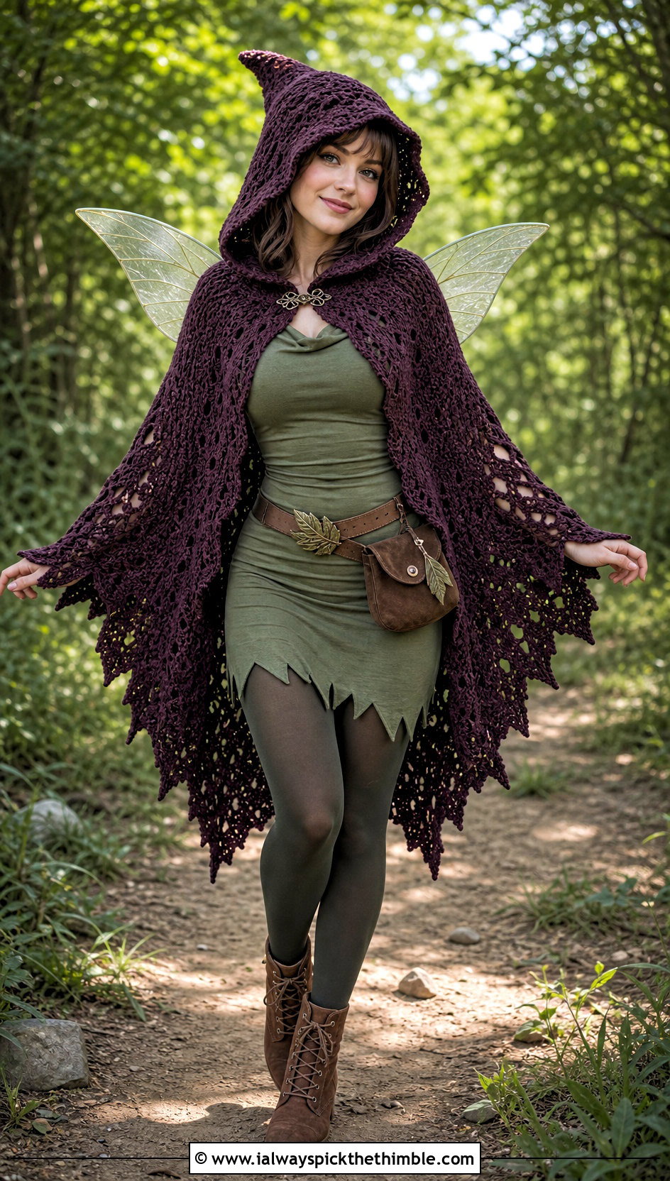 Crochet Tinkerbell Hooded Cape And Mini Dress Costume - 20 crochet tinkerbell costume outfit ideas