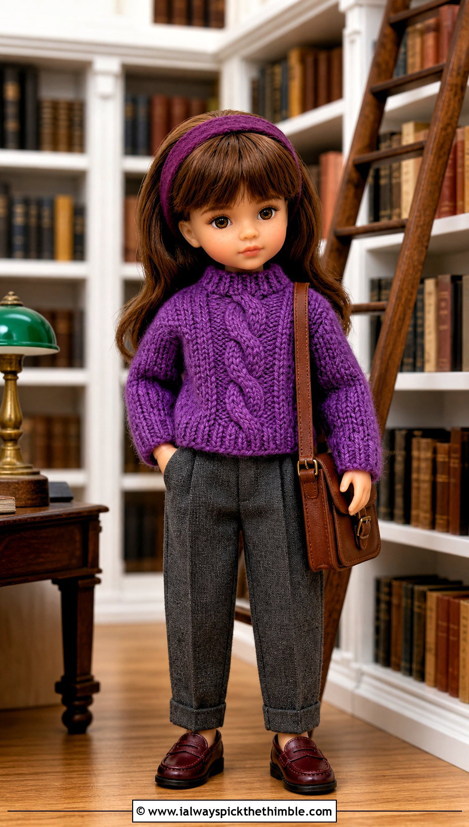 Crochet Tiny Doll Cable Sweater With Pleated Trousers - 20 Crochet Tiny Doll Clothes and outfit ideas