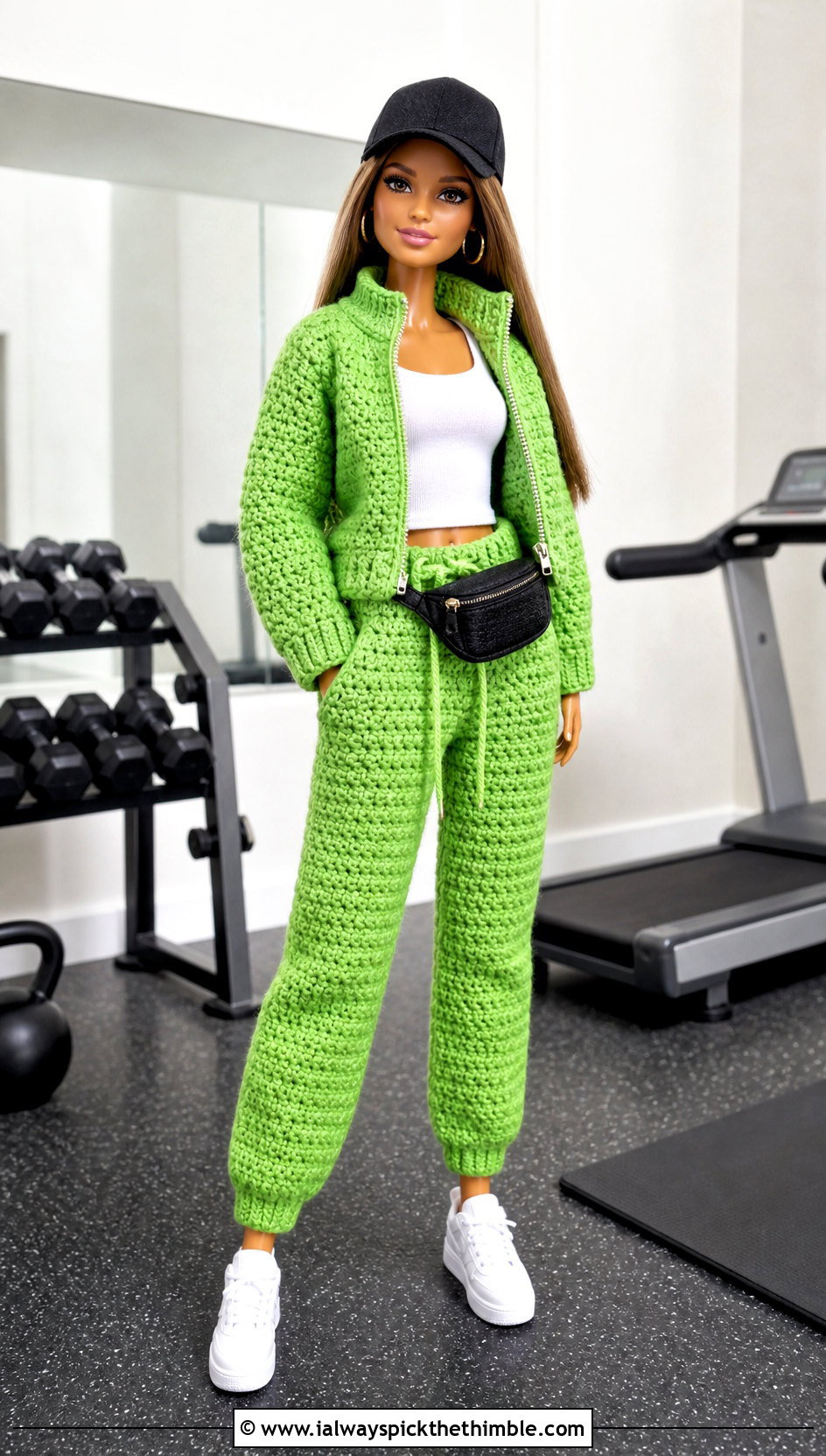 Crochet Tracksuit With White Sneakers - 25 crochet doll clothes and outfit ideas