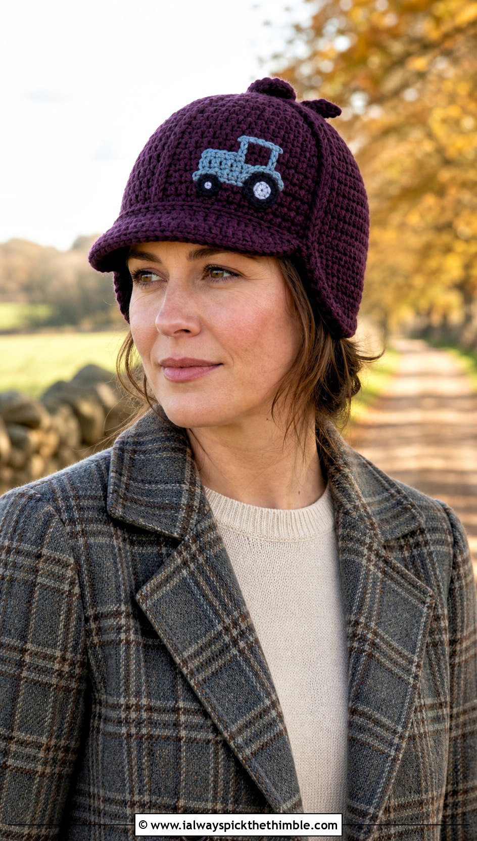Crochet Tractor Deerstalker Hat With Plaid Coat - 20 Crochet Tractor Hat outfit ideas