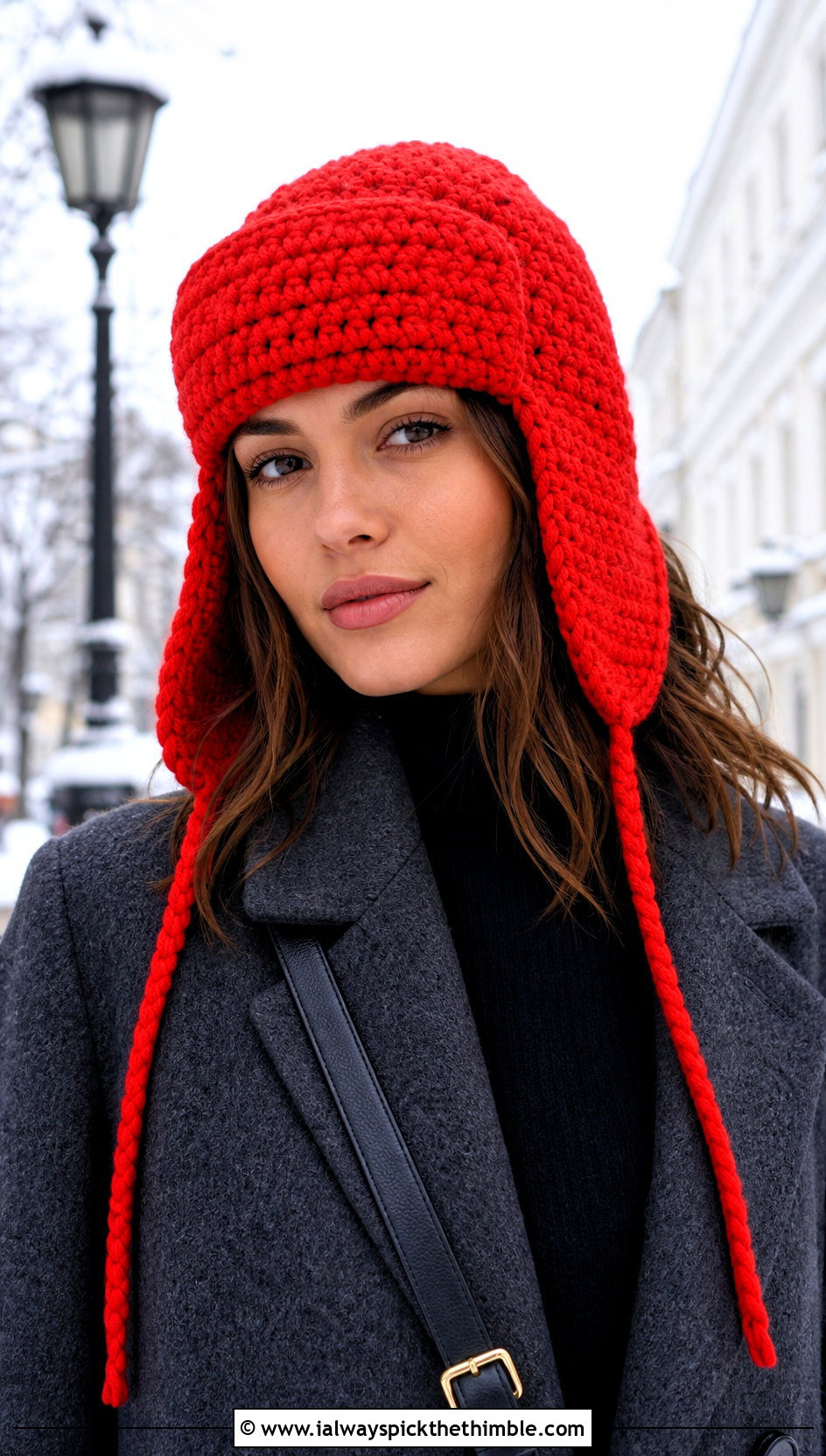 Crochet Trapper Hat With Long Wool Coat - 25 crocheted hats outfit ideas