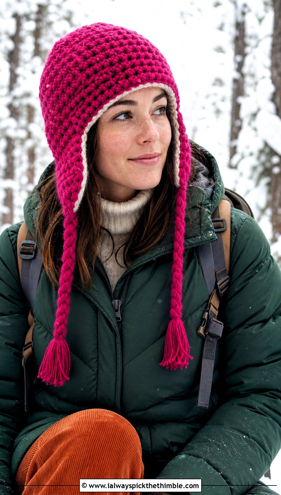 Crochet Trapper Hat With Parka And Corduroy Pants - 25 women crochet hat outfit ideas