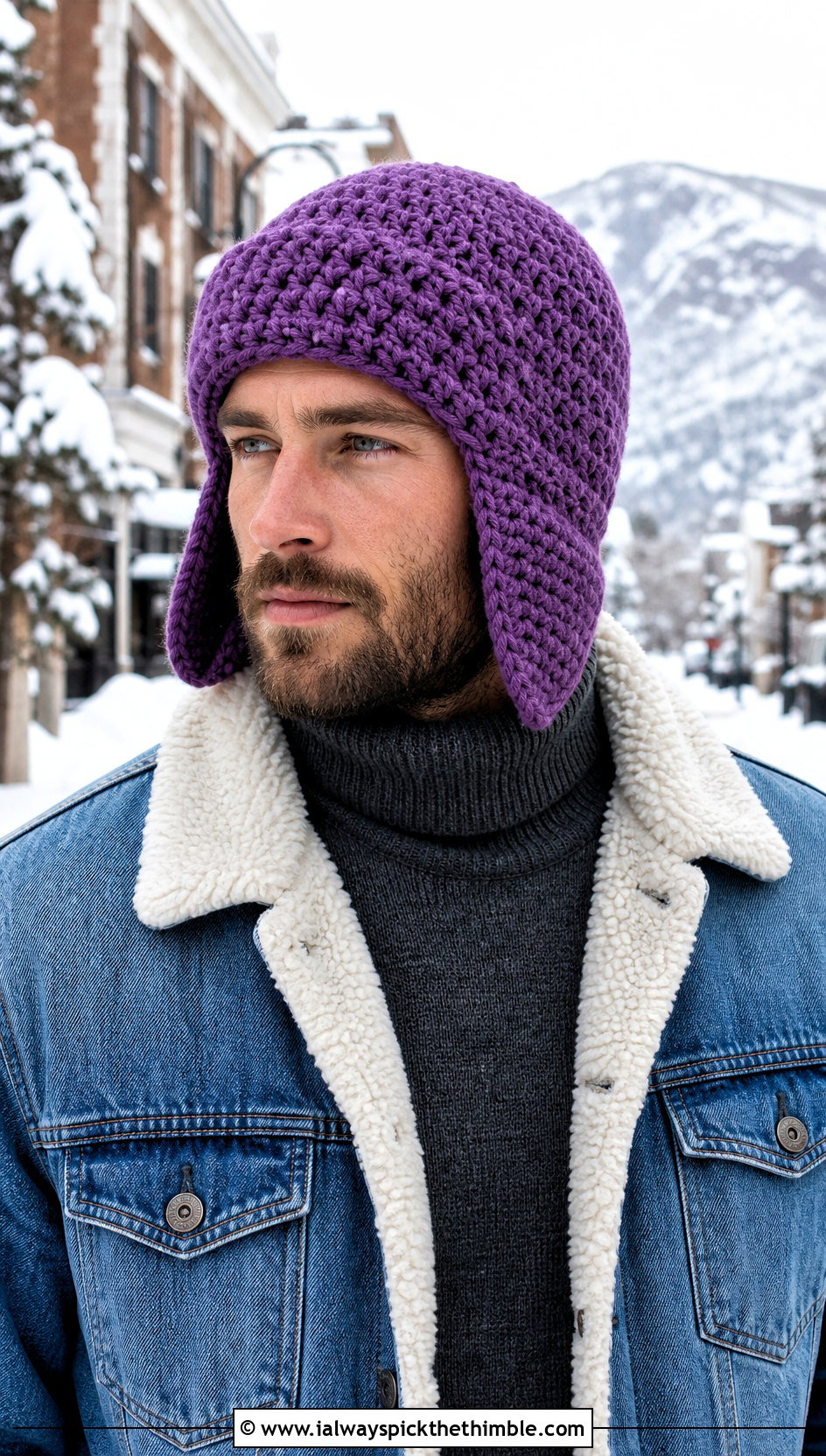 Crochet Trapper Hat With Shearling Jacket - 25 mens crochet hat outfit ideas