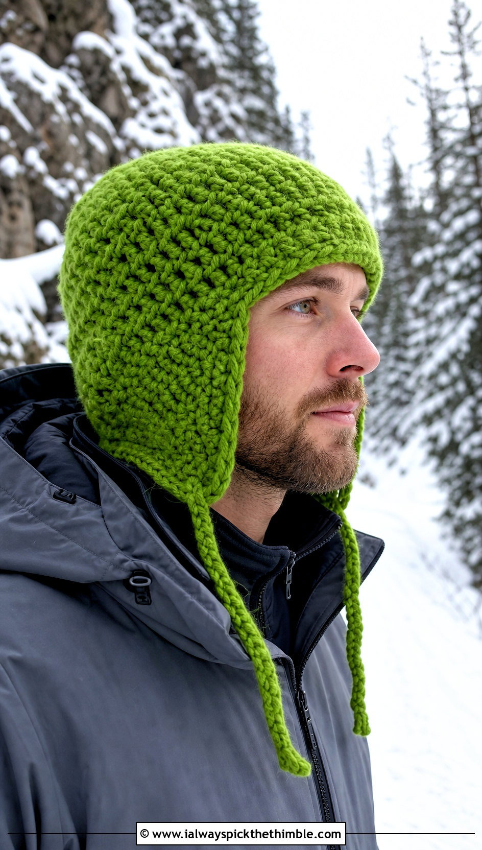 Crochet Trapper Hat With Technical Parka - 20 mens winter crochet hats outfit ideas