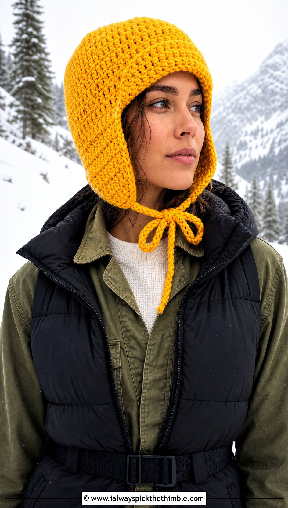 Crochet Trapper Hat With Utility Jumpsuit - 20 winter crochet hats outfit ideas