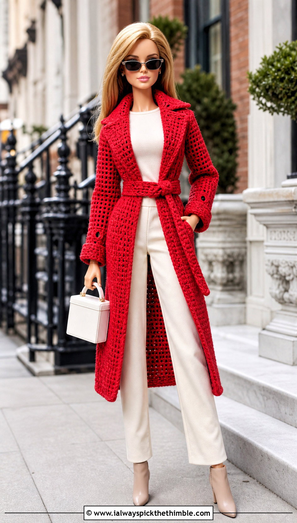 Crochet Trench Coat With Monochrome Basics - 20 barbie doll crochet clothes and outfit ideas