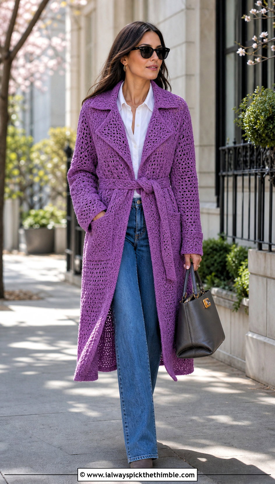 Crochet Trench Coat With Shirt And Jeans - 25 crochet coats & jackets outfit ideas