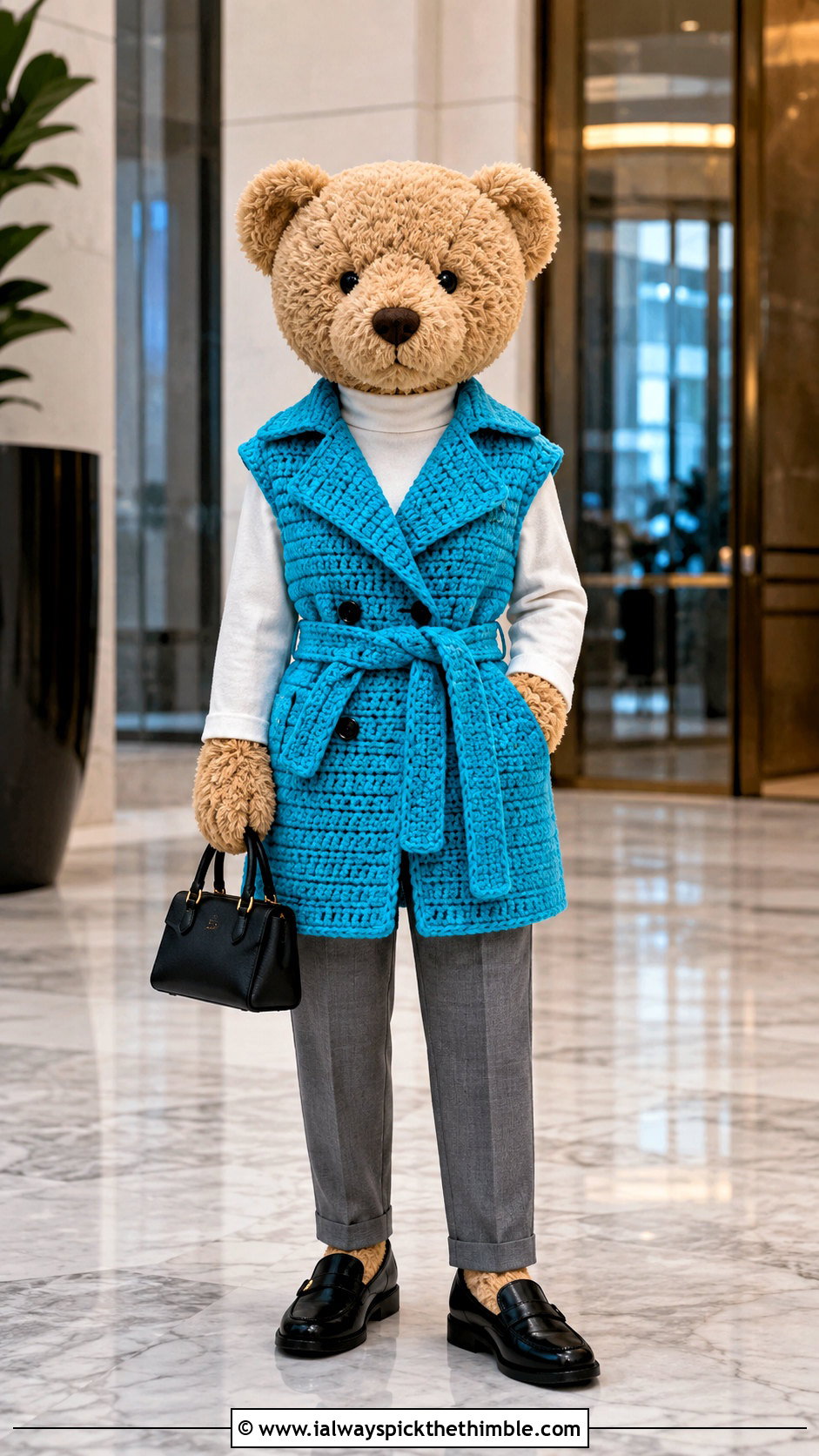 Crochet Trench Vest With Tailored Trousers - 25 crochet jellycat clothes and outfit ideas