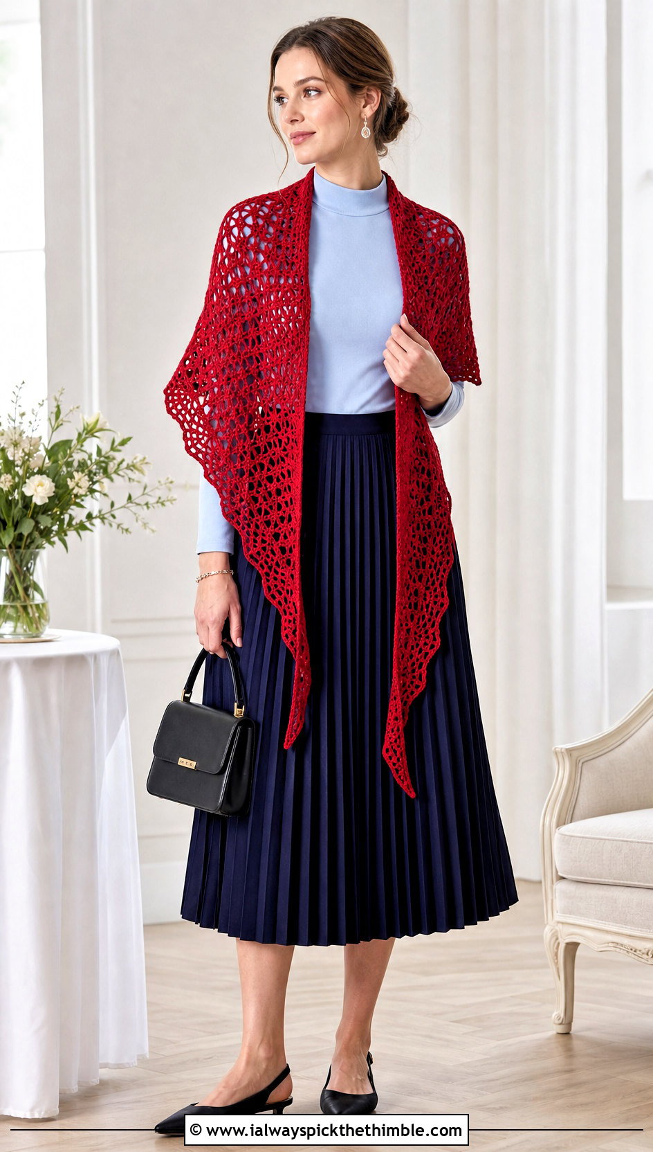 Crochet Triangle Wing Shawl With Pleated Skirt - 20 Crochet Wing Shawl outfit ideas