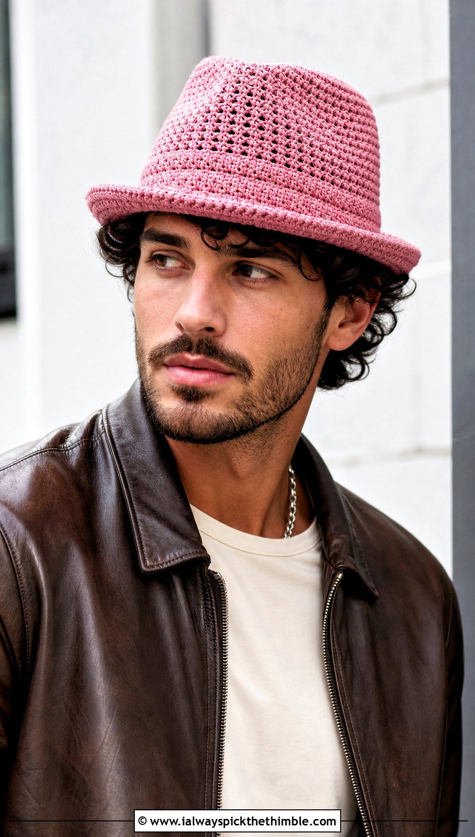Crochet Trilby Hat With Leather Jacket Outfit - 15 Crochet Mens Hat With Brim outfit ideas