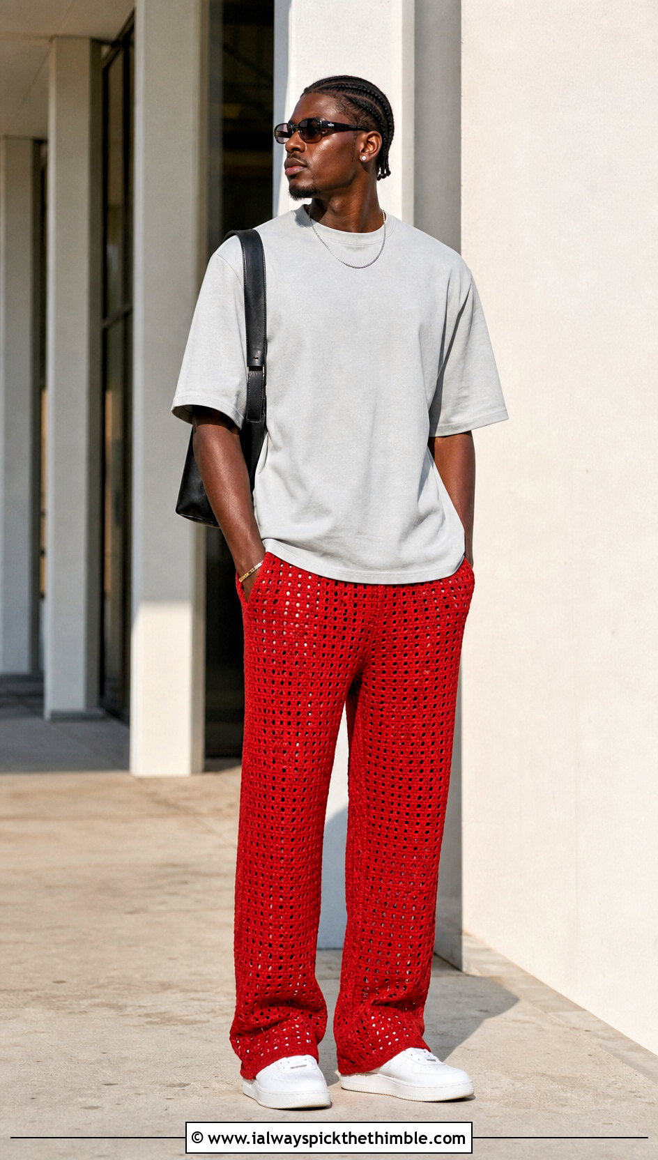 Crochet Trousers With Boxy T Shirt - 20 Mens Crochet Outfit ideas