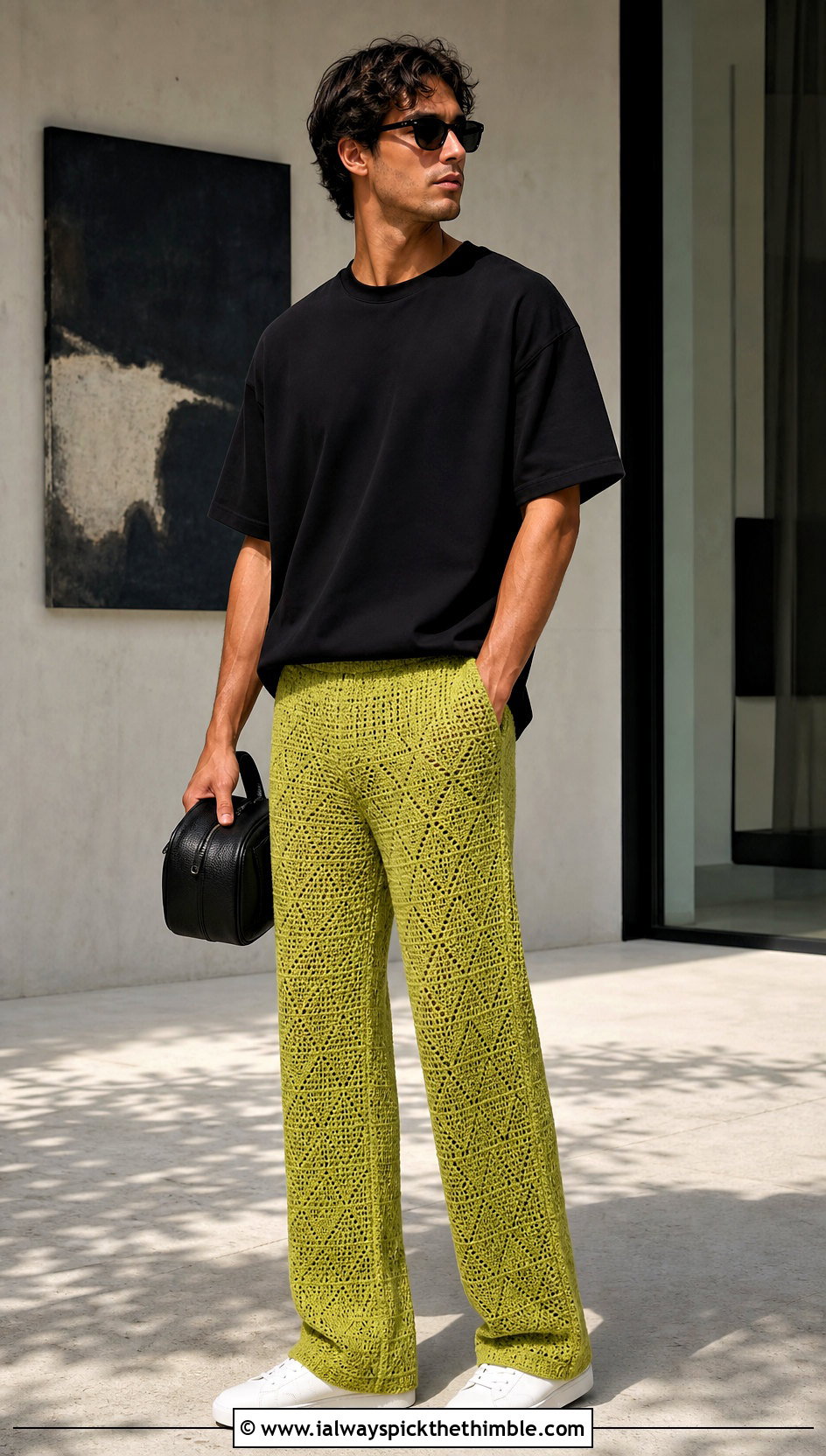 Crochet Trousers With Boxy T Shirt - 20 Crochet Guys Clothes and outfit ideas
