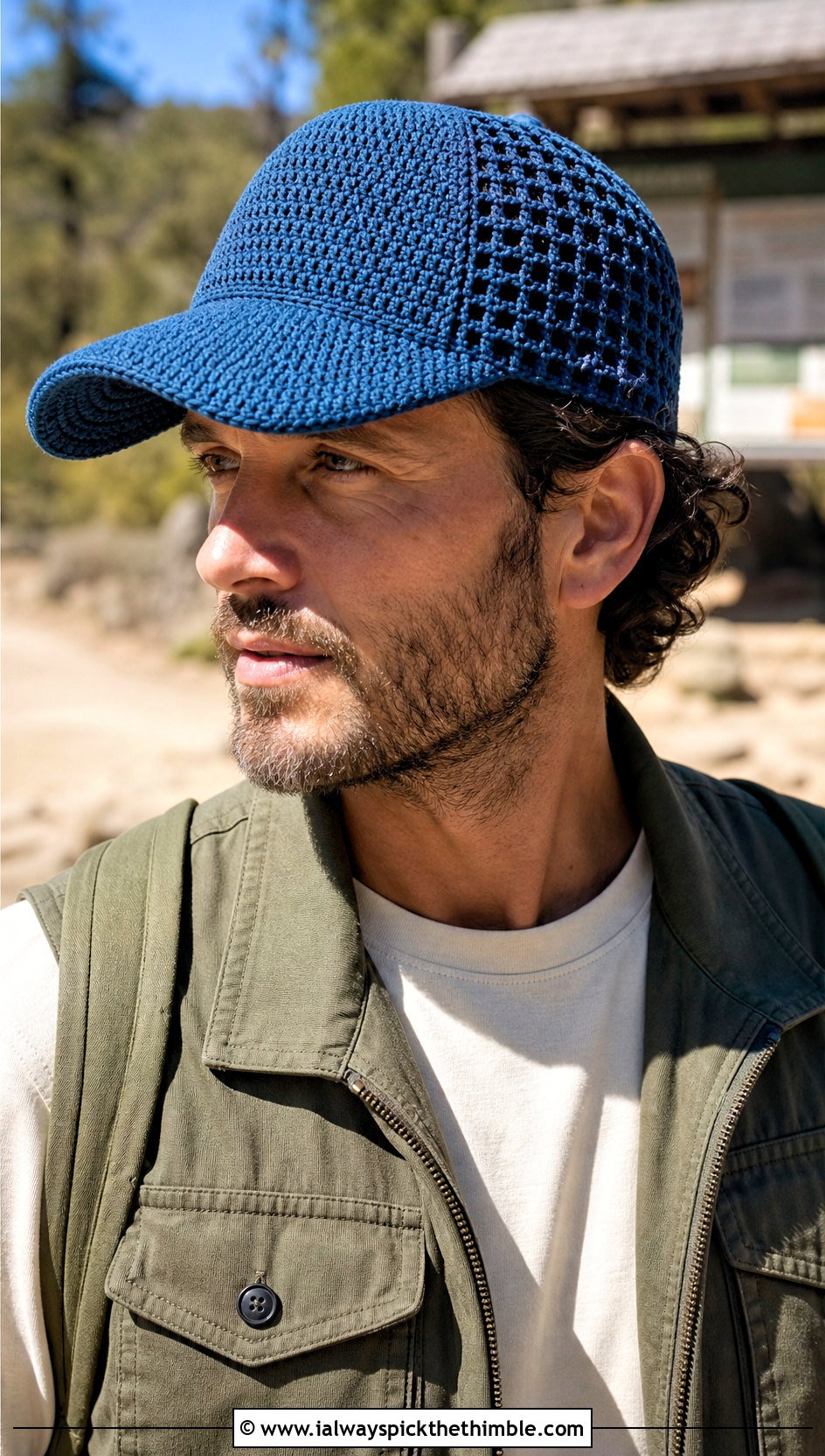 Crochet Trucker Cap With Utility Vest - 25 crochet cap for men outfit ideas