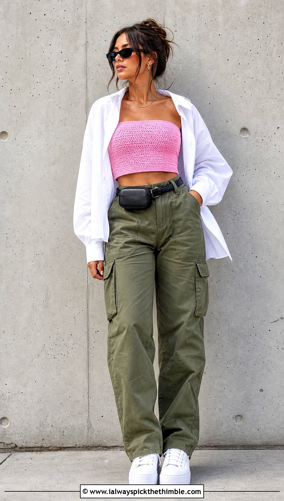Crochet Tube Top With Cargo Pants - 20 crochet top for outfit ideas