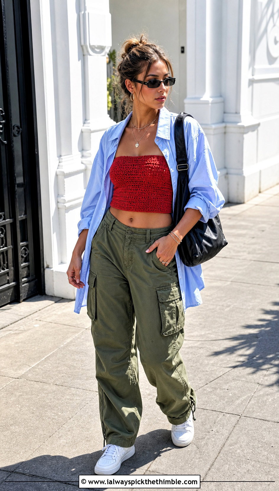 Crochet Tube Top With Cargo Pants - 25 Cute Summer Crochet Tops outfit ideas