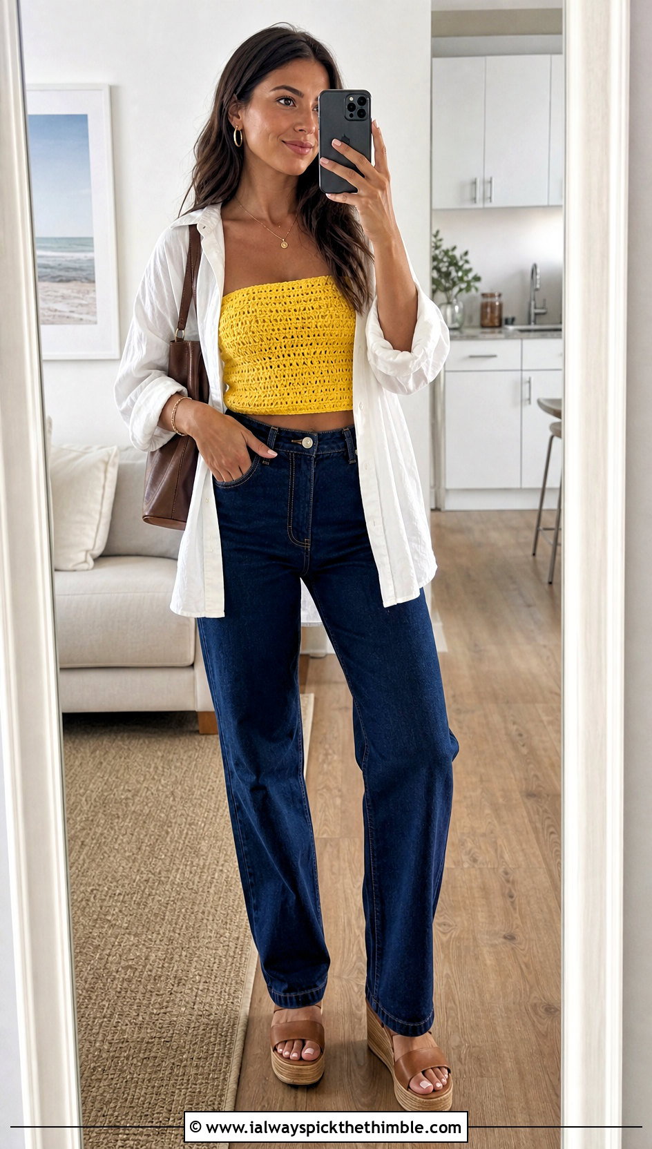 Crochet Tube Top With Dark Denim - 20 crochet for tops outfit ideas