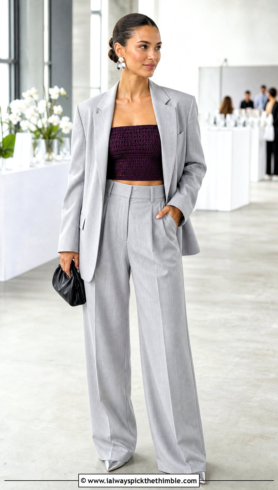 Crochet Tube Top With Oversized Blazer - 25 easy crochet tops outfit ideas