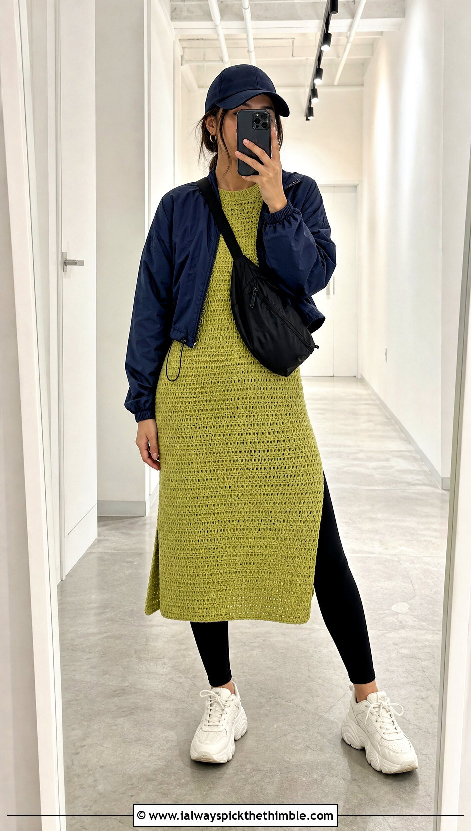 Crochet Tunic Dress With Leggings And Sneakers - 15 handmade crochet dress ideas