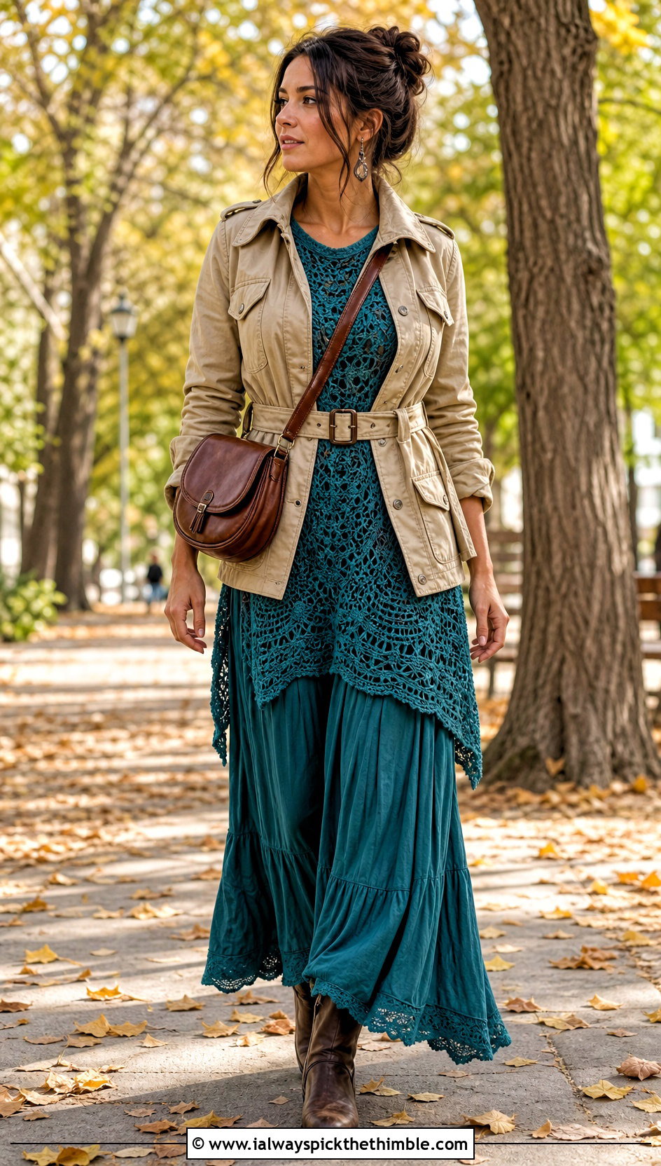 Crochet Tunic Top And Maxi Skirt With Belted Jacket - 25 Crochet Top And Skirt outfit ideas