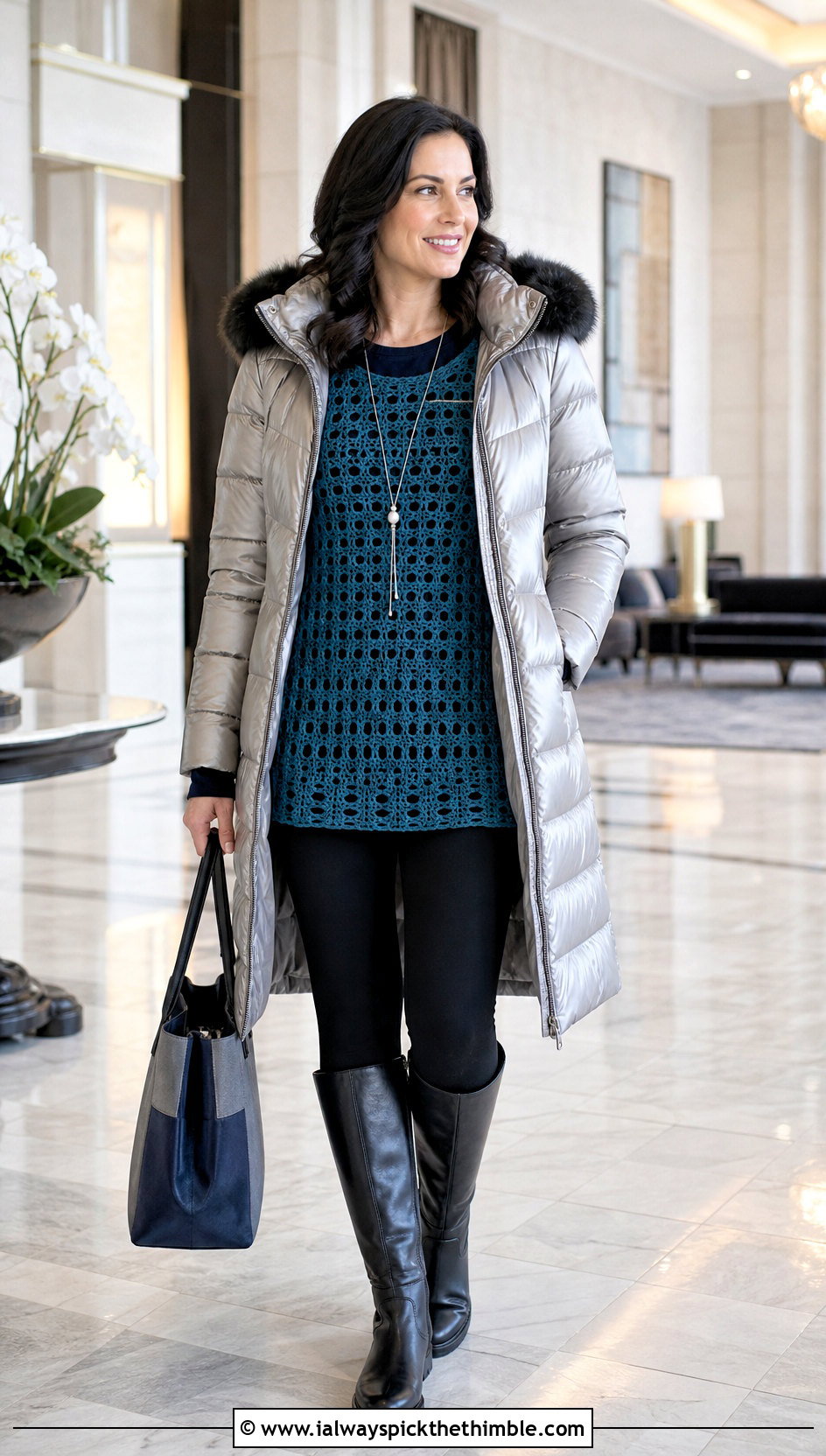 Crochet Tunic Top With Leggings And Boots - 25 winter crochet top outfit ideas