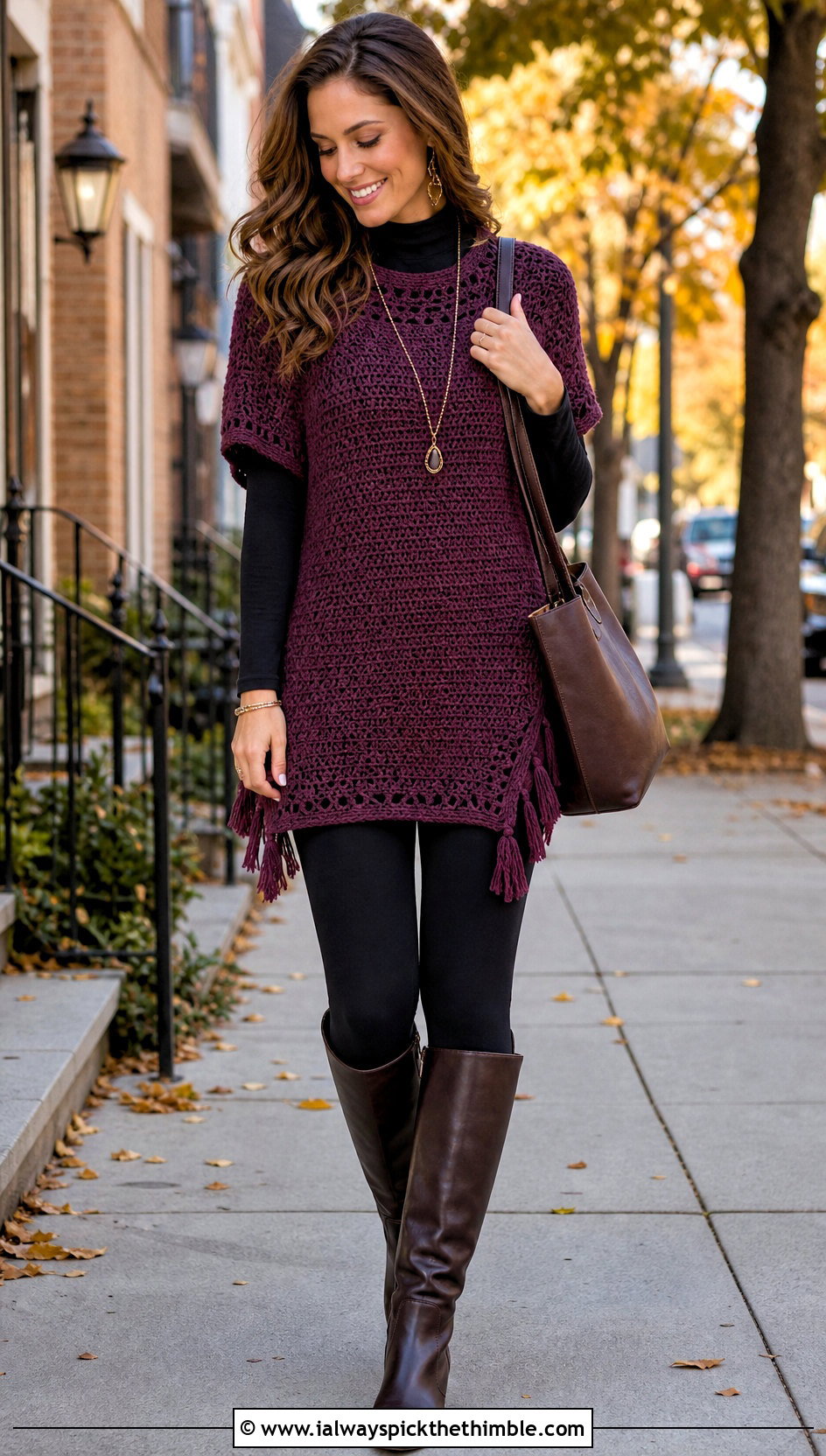 Crochet Tunic Top With Leggings And Riding Boots - 20 crochet top with tassels outfit ideas