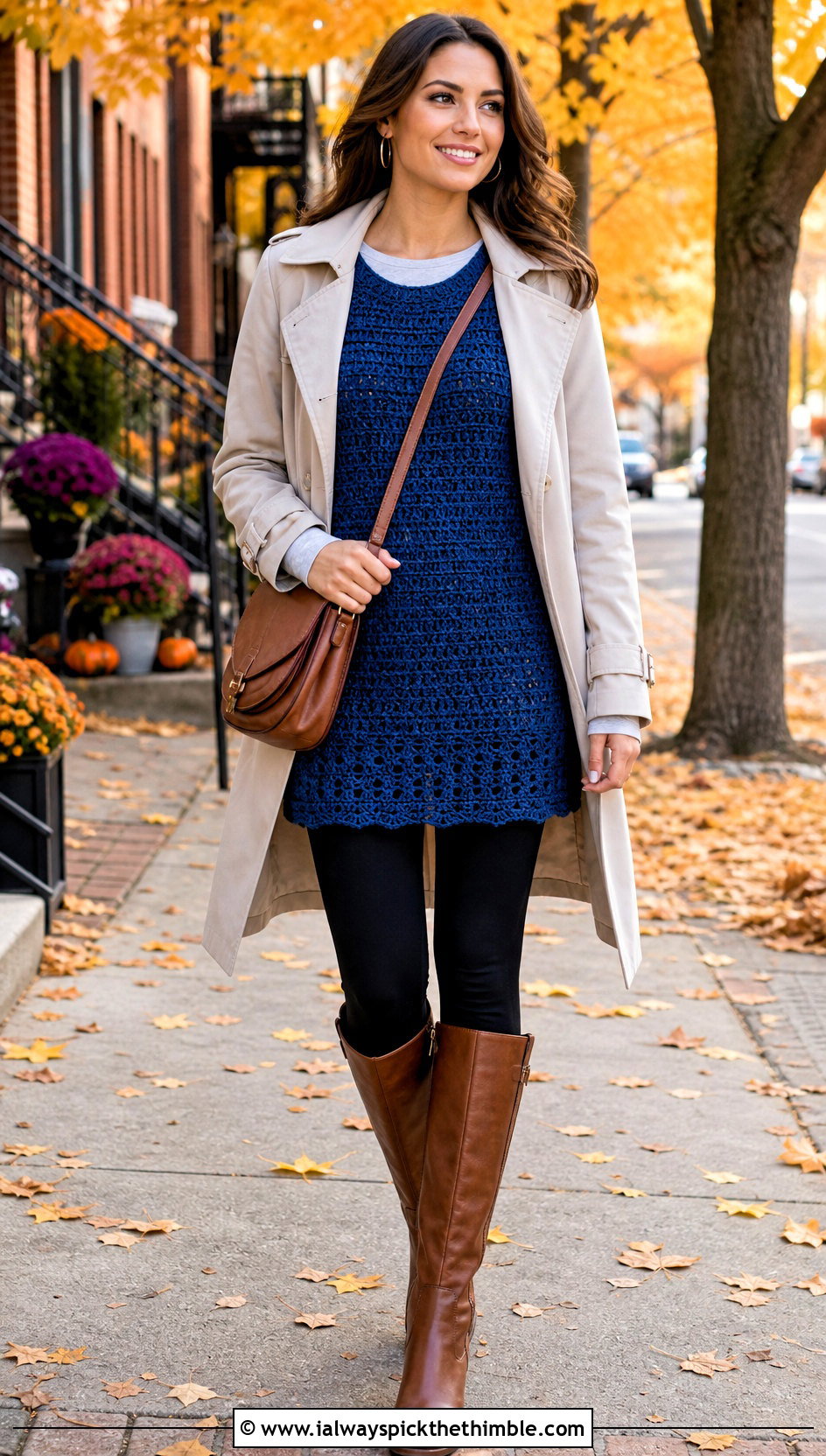 Crochet Tunic Top With Leggings And Riding Boots - 20 diy crochet top outfit ideas