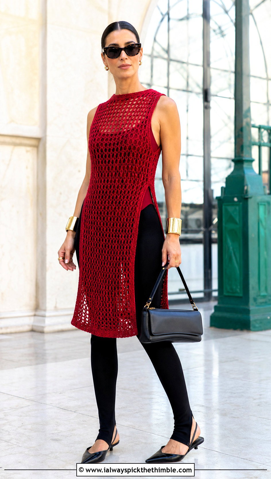Crochet Tunic Top With Stirrup Pants - 25 Elegant Crochet Top outfit ideas