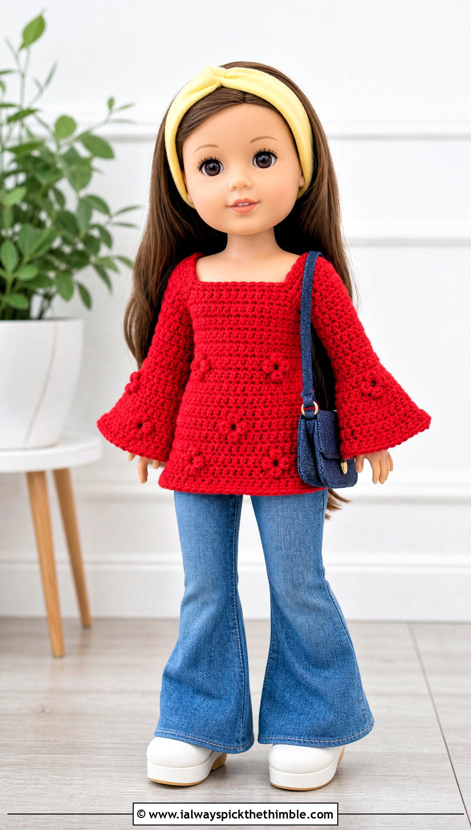 Crochet Tunic With Flared Jeans - 15 Crochet Wellie Wishers Doll Clothes and outfit ideas