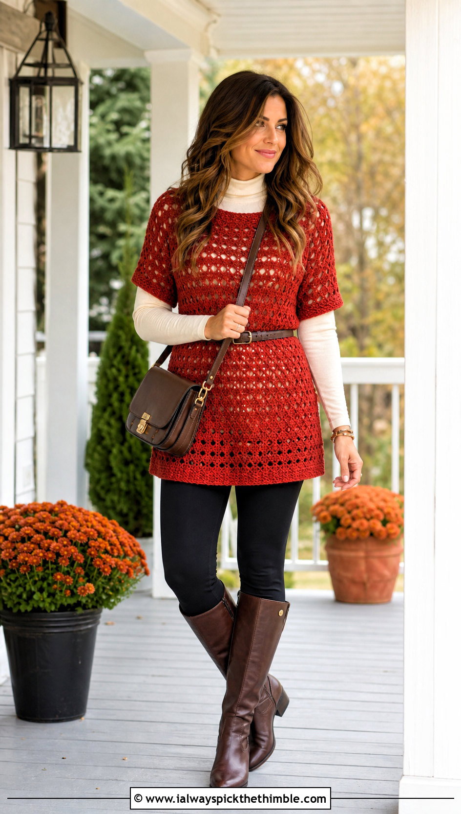 Crochet Tunic With Leggings And Riding Boots - 20 crochet clothing ideas