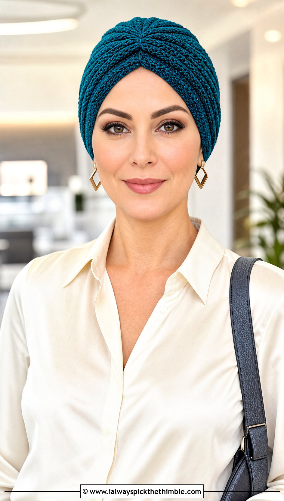 Crochet Turban Chemo Cap With Wide Leg Trousers - 25 crochet chemo caps outfit ideas