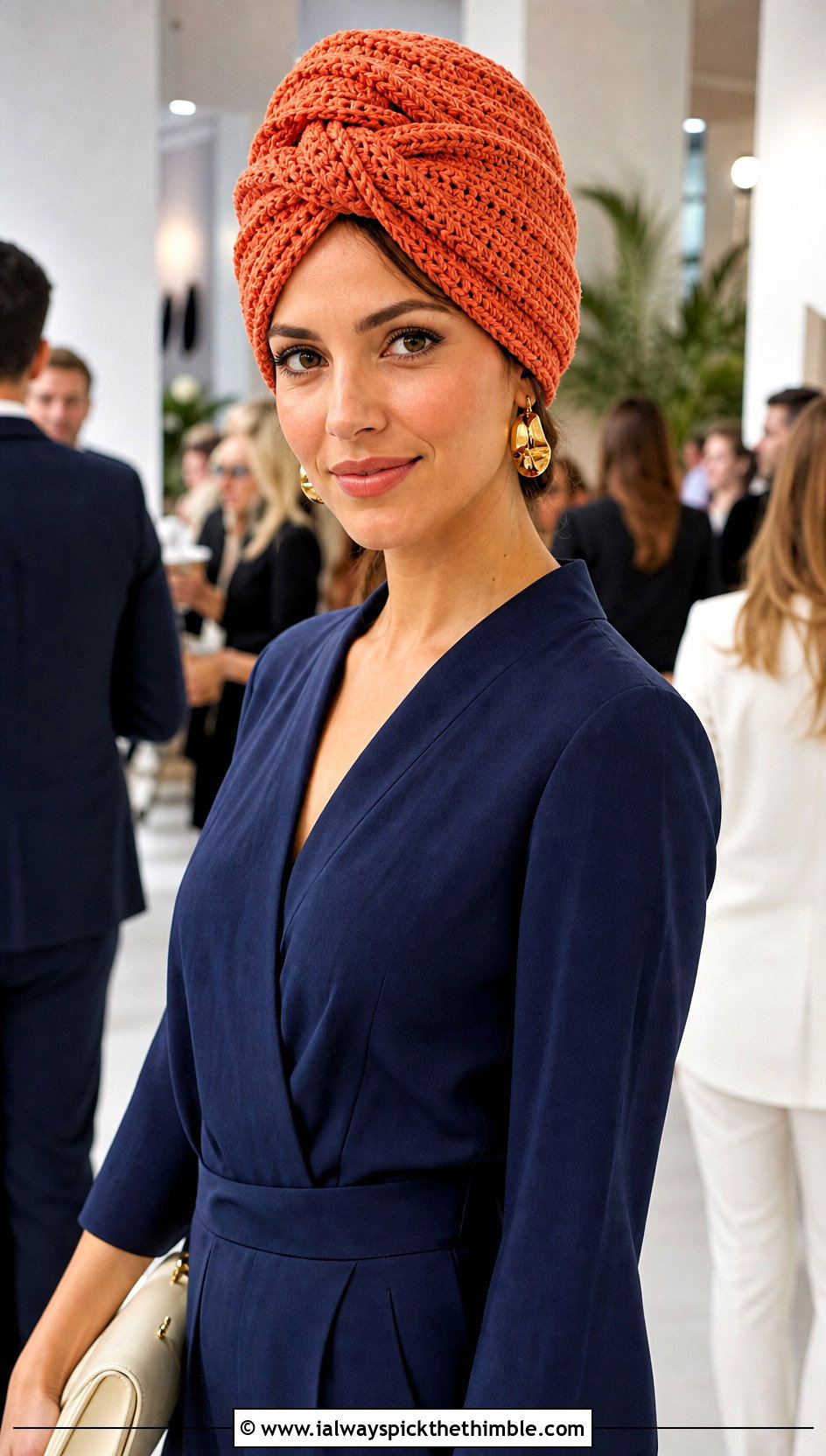 Crochet Turban Hat With Jumpsuit And Heeled Sandals - 25 women crochet hat outfit ideas
