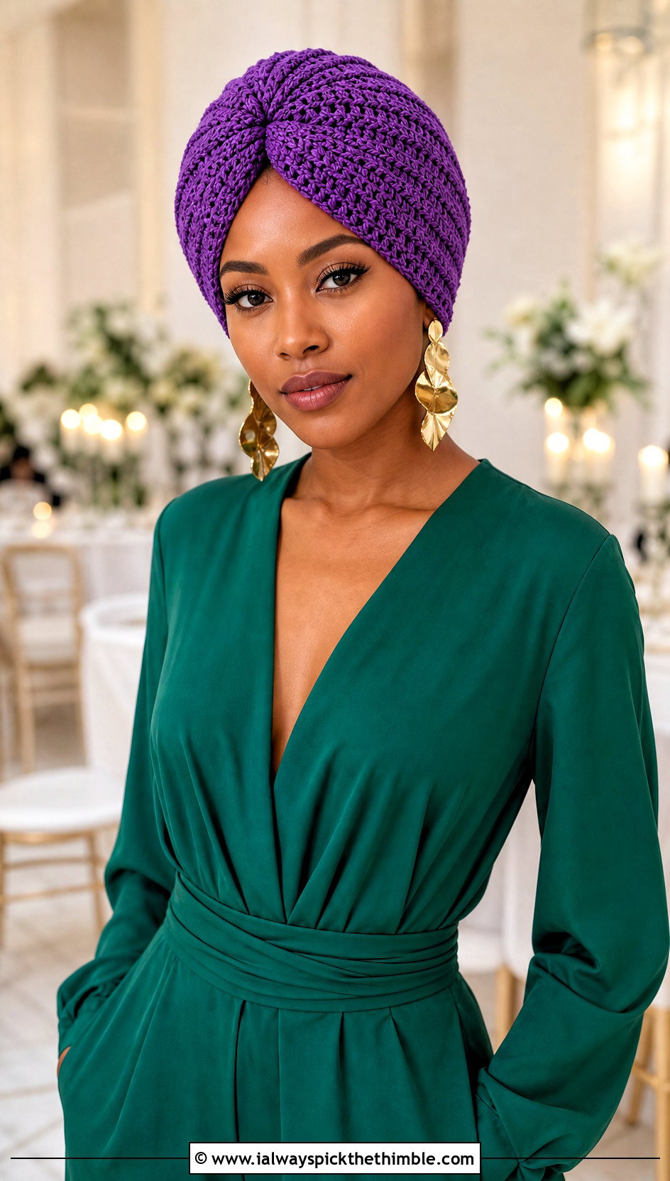 Crochet Turban Hat With Jumpsuit - 25 crochet hats outfit ideas