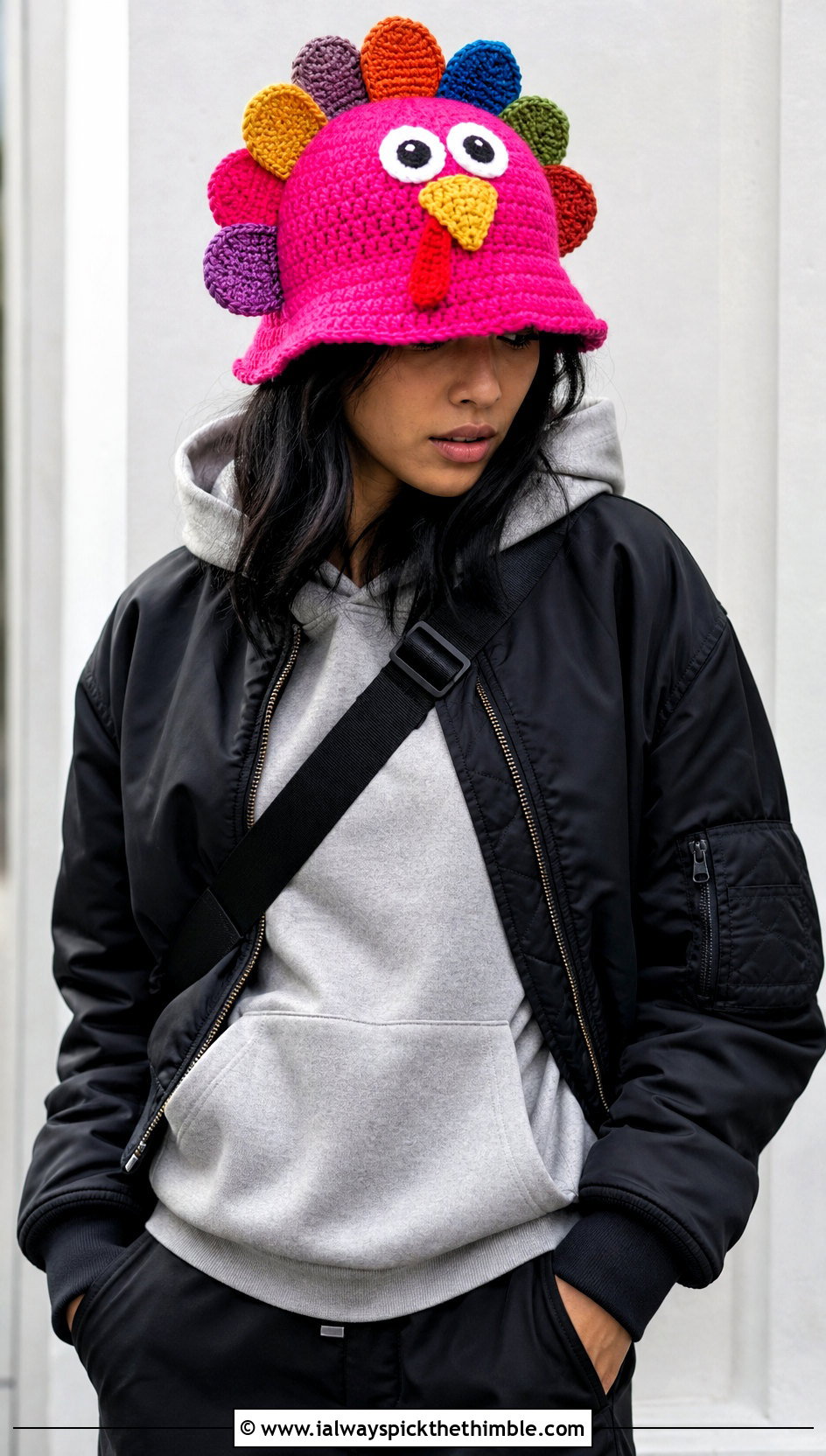 Crochet Turkey Bucket Hat With Streetwear - 15 Crochet Thanksgiving Hat outfit ideas