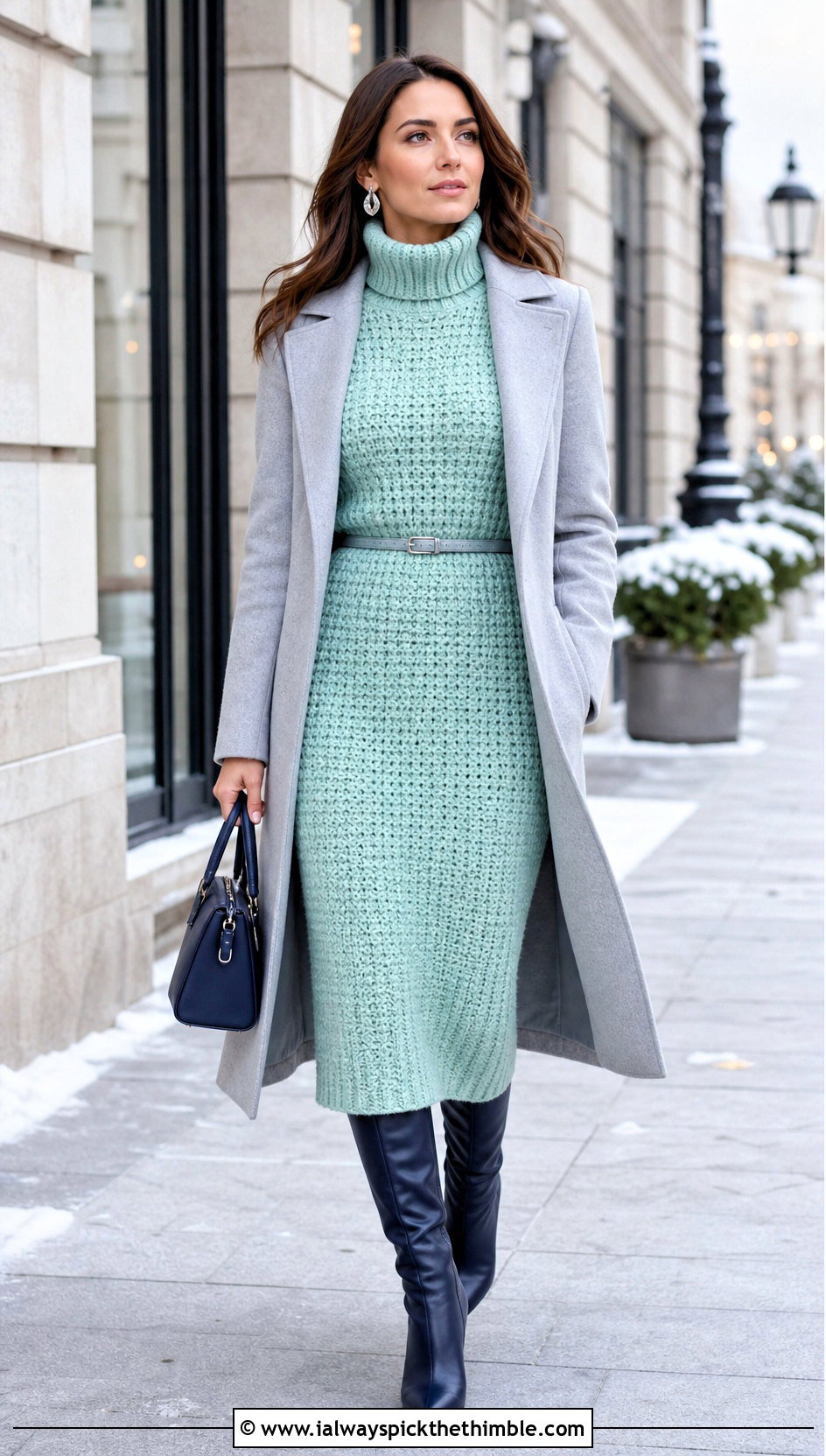 Crochet Turtleneck Dress With Long Coat - 25 simple crochet dress women outfit ideas