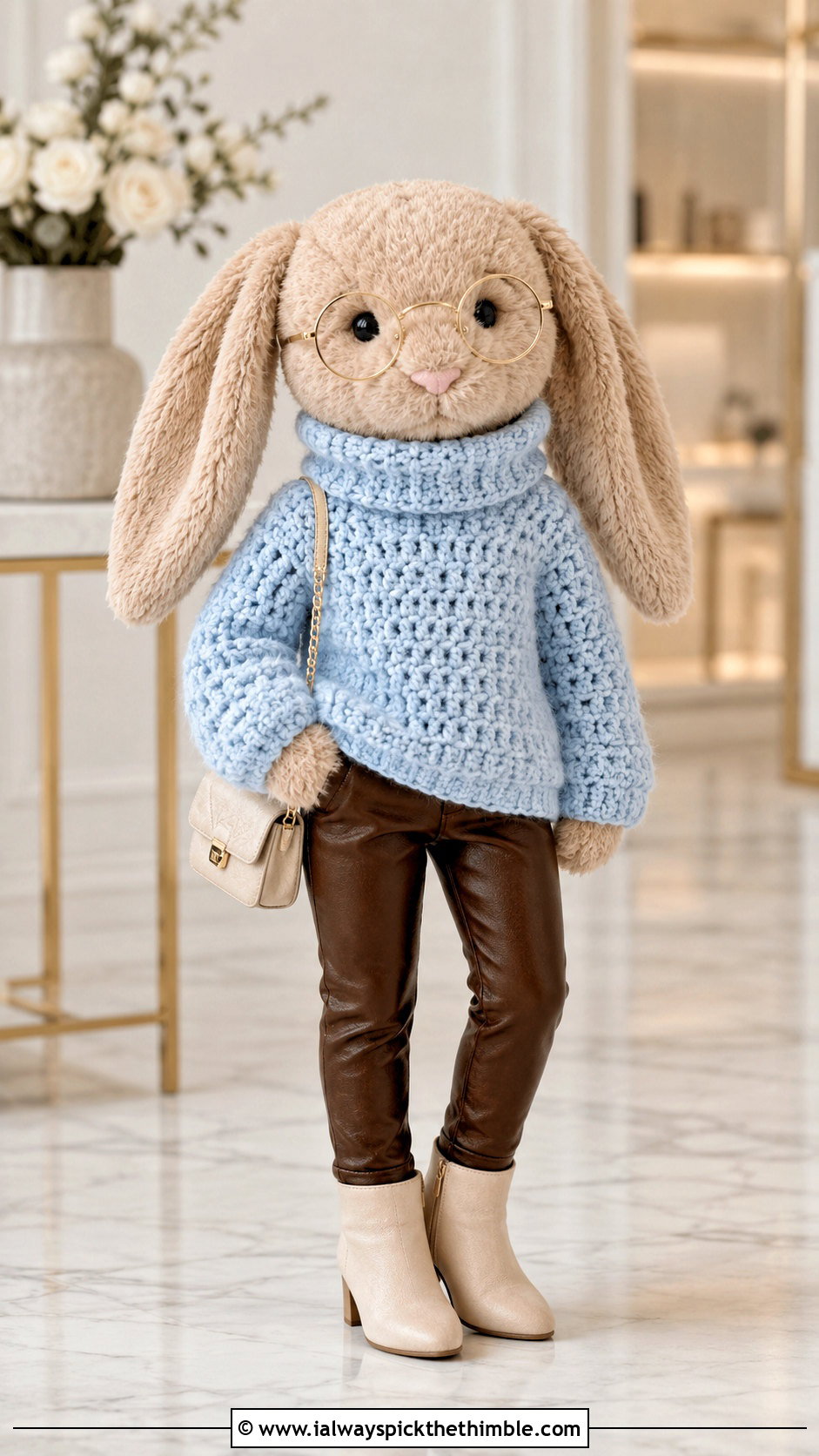 Crochet Turtleneck Sweater With Leather Look Pants - 25 crochet jellycat clothes and outfit ideas
