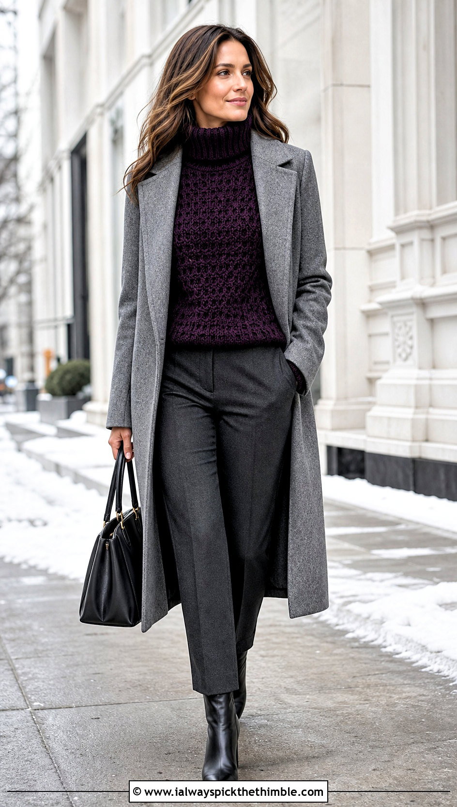 Crochet Turtleneck Sweater With Long Coat - 25 crochet sweater design outfit ideas
