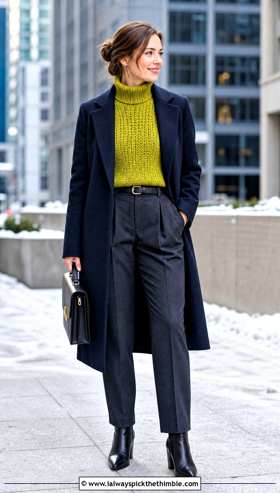 Crochet Turtleneck Sweater With Suit Trousers - 20 Crochet Professional Clothes and outfit ideas