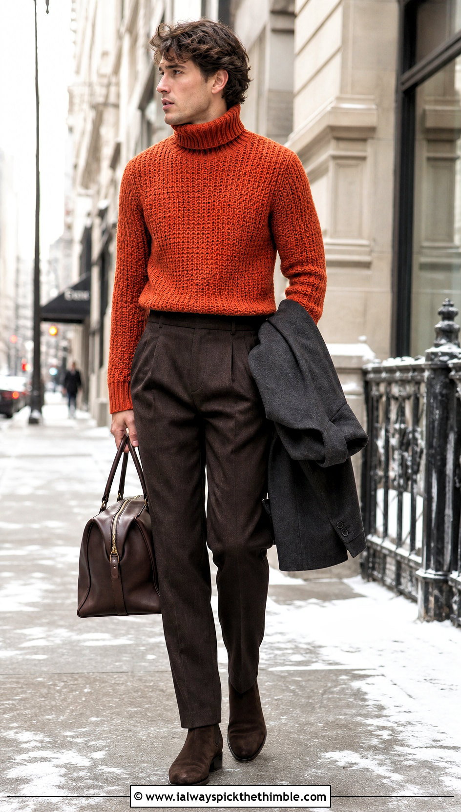 Crochet Turtleneck Sweater With Wool Trousers - 20 crochet men's clothes and outfit ideas