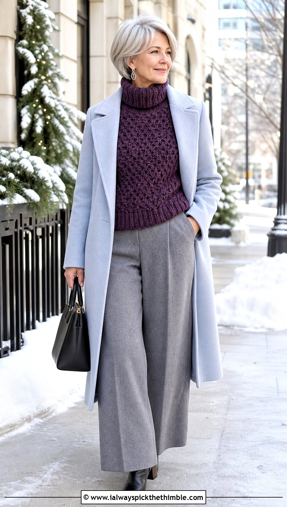 Crochet Turtleneck Sweater With Wool Trousers - 15 Crochet Projects Sweaters outfit ideas