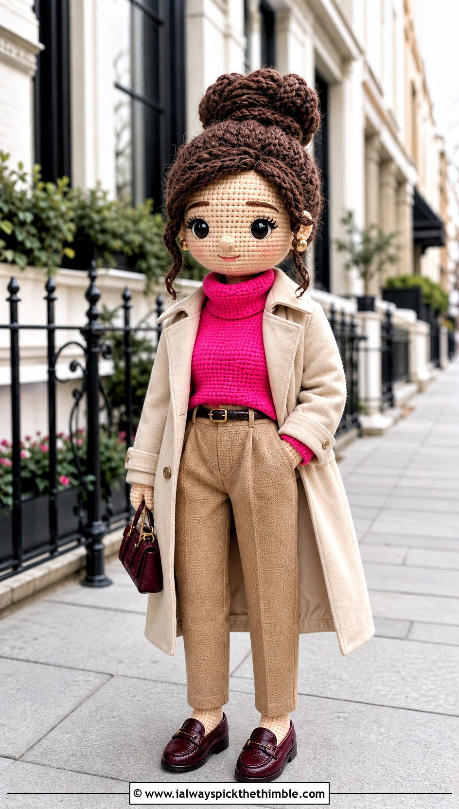 Crochet Turtleneck With Trench Coat And Trousers - 20 crochet doll and clothes and outfit ideas