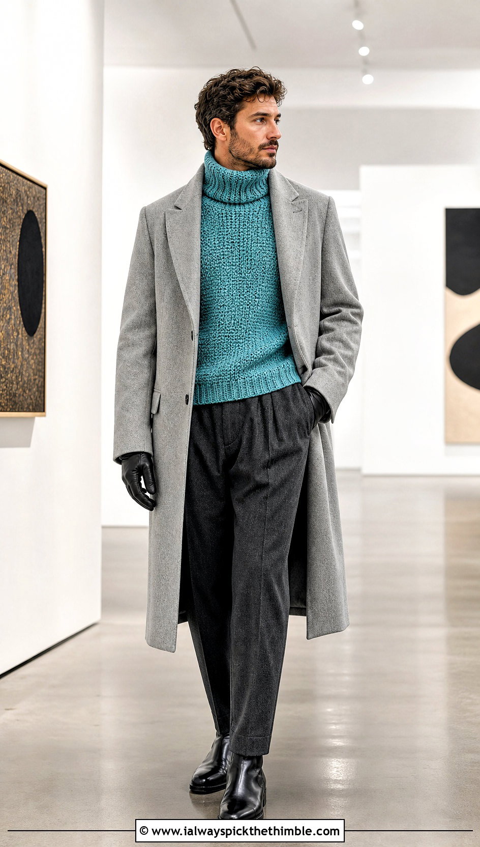 Crochet Turtleneck With Wool Trousers - 20 crochet clothes men ideas