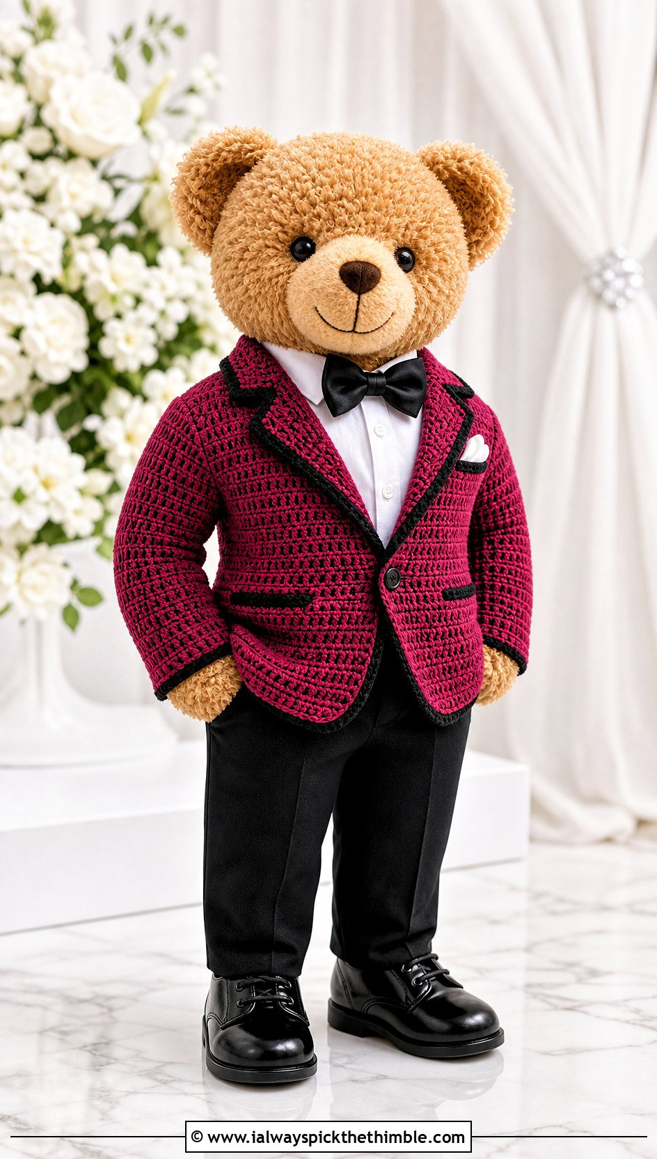 Crochet Tuxedo Jacket With Dress Shirt And Trousers - 25 crochet clothes for stuffed animals outfit ideas